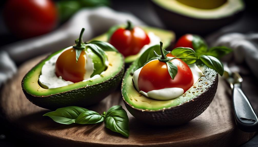 avocado filled with caprese