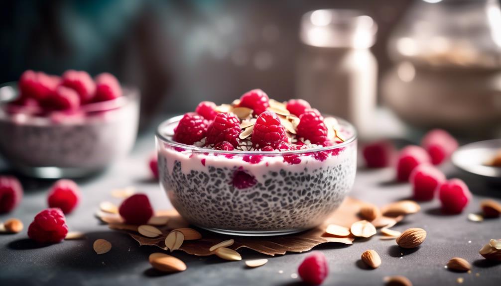 chia seeds in creamy vanilla pudding