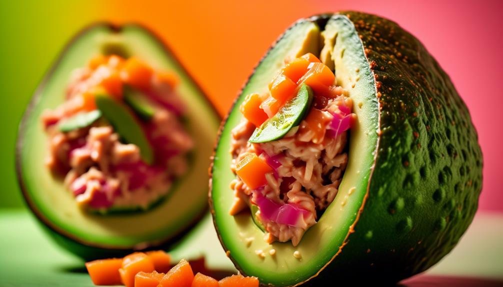 creamy stuffed avocados with spicy tuna