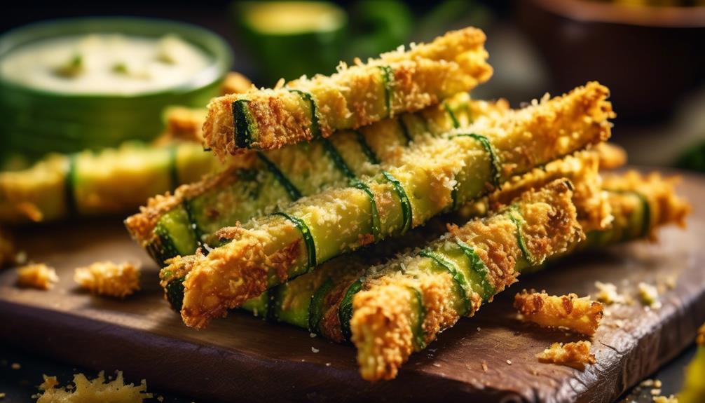 crispy parmesan coated zucchini fries