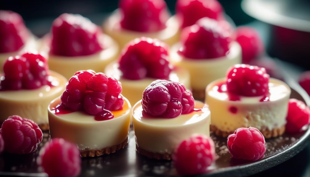 delectable bite sized raspberry cheesecake