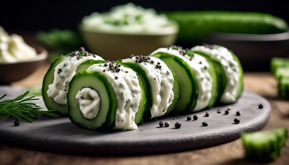 delicious appetizer with cucumbers