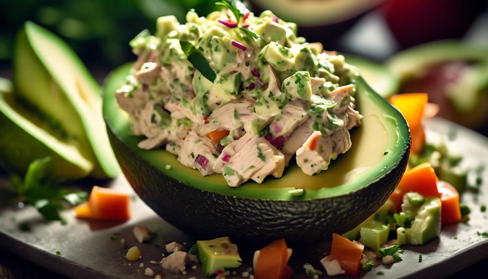 delicious avocado filled chicken salad