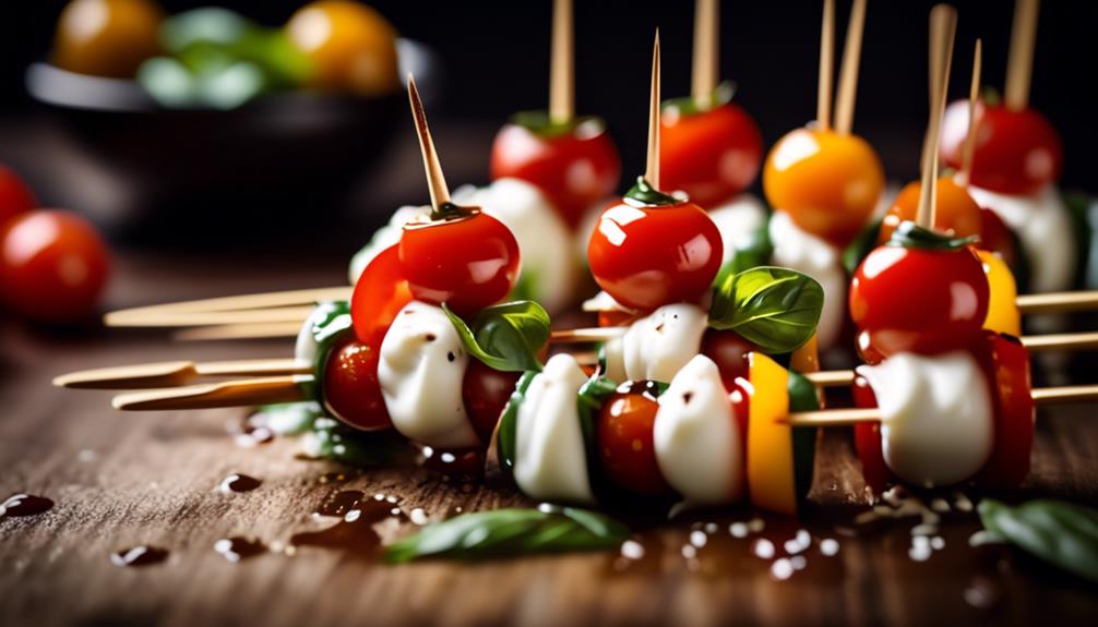 delicious bite sized tomato and mozzarella skewers