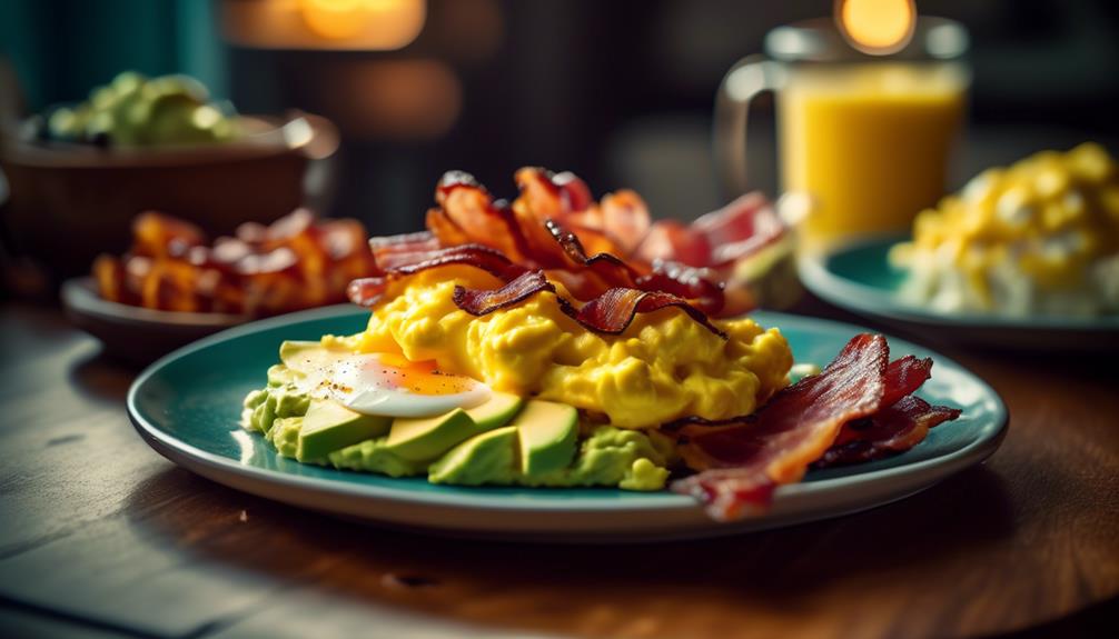 delicious breakfast with avocado