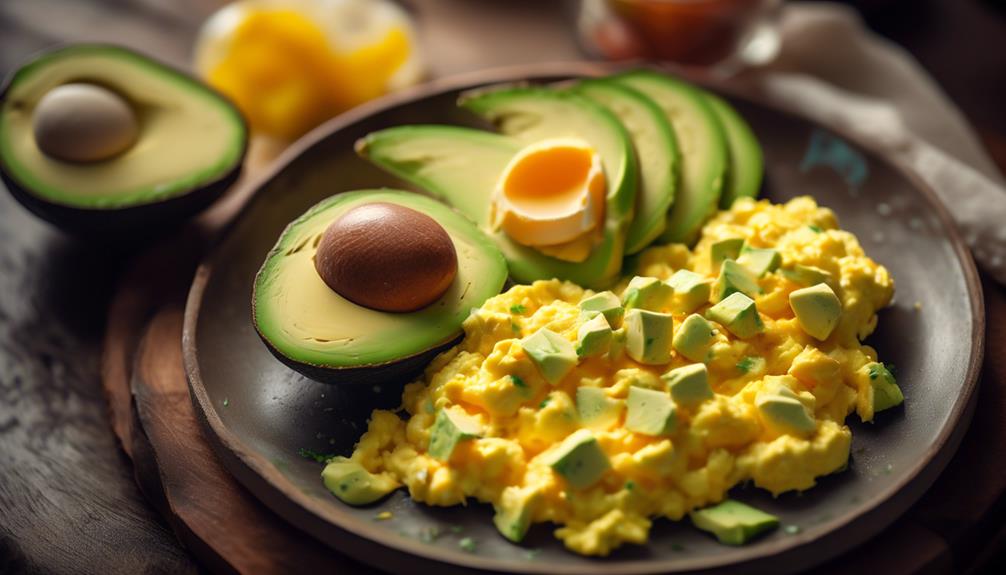 delicious breakfast with avocado