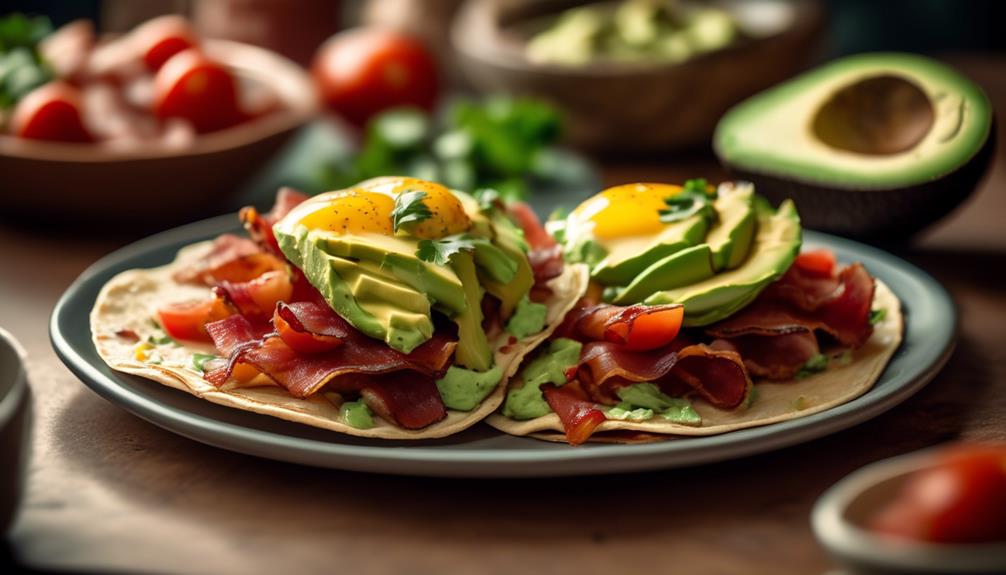 delicious breakfast with avocados