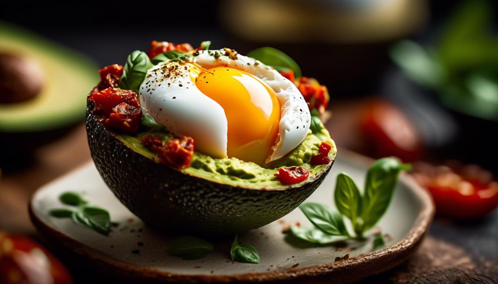 delicious breakfast with avocados