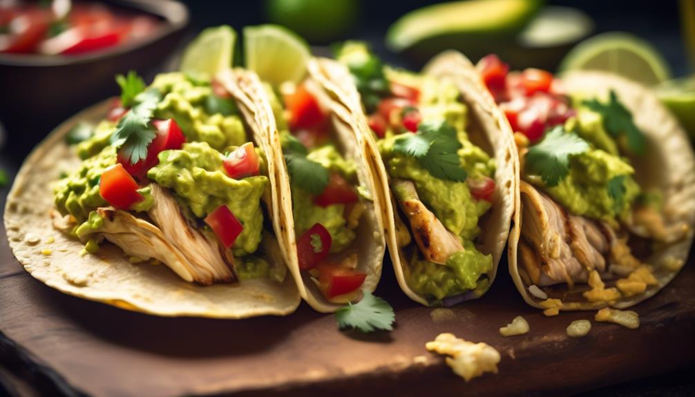 delicious chicken tacos with guacamole stuffing