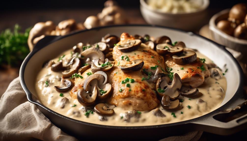 delicious chicken with mushrooms