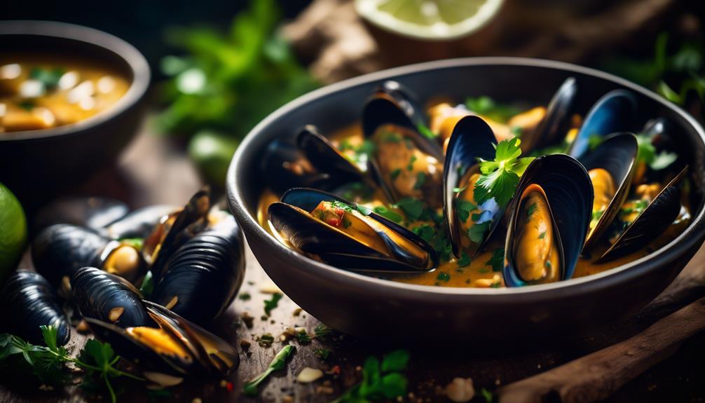 delicious coconut infused curry mussels