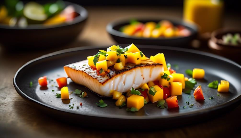 delicious halibut with fruity salsa