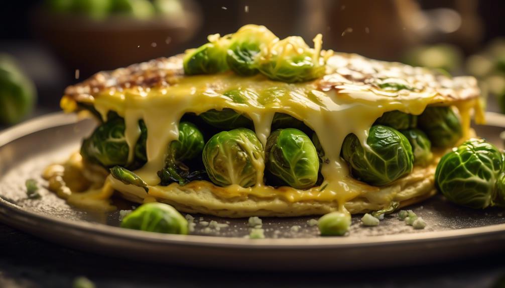 delicious omelette with brussels sprouts and gruyere cheese