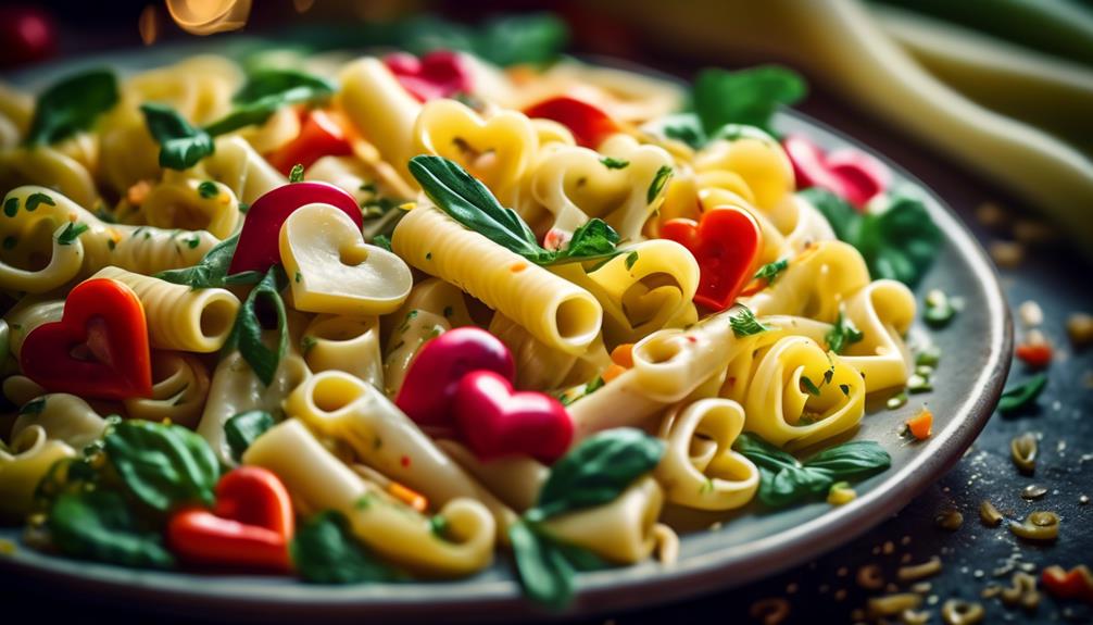 delicious pasta with hearts