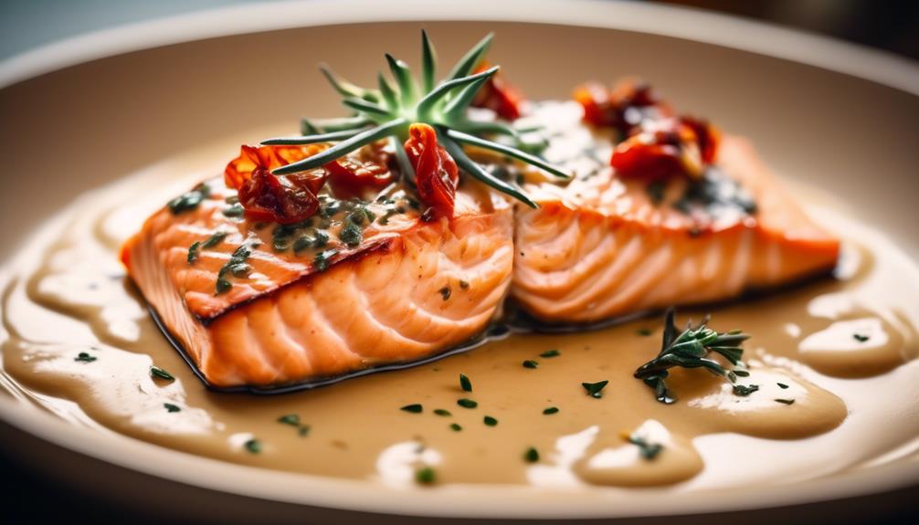 delicious salmon in tuscan sauce