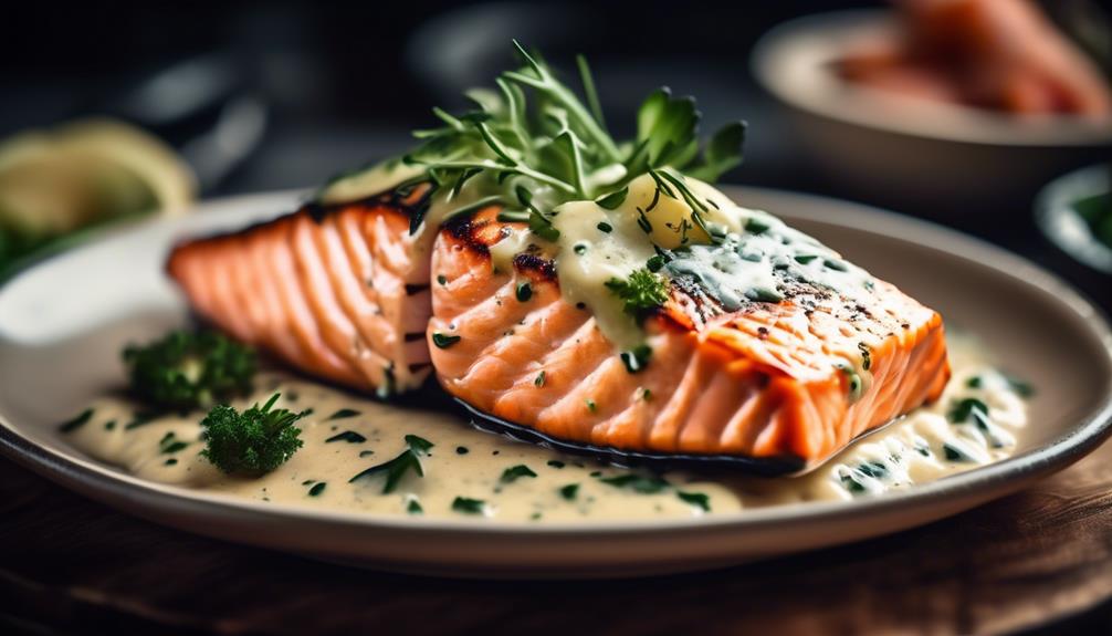 delicious salmon with creamy garlic parmesan sauce