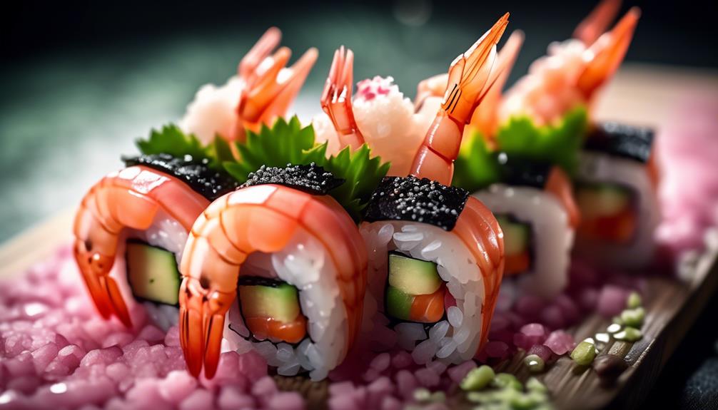 delicious sushi with shrimp