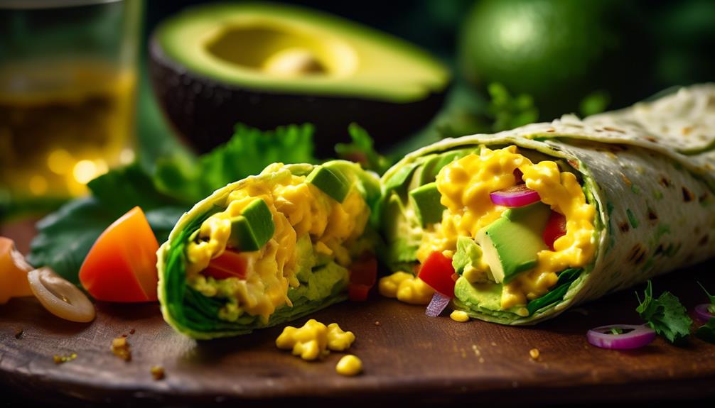 egg and avocado breakfast wrap