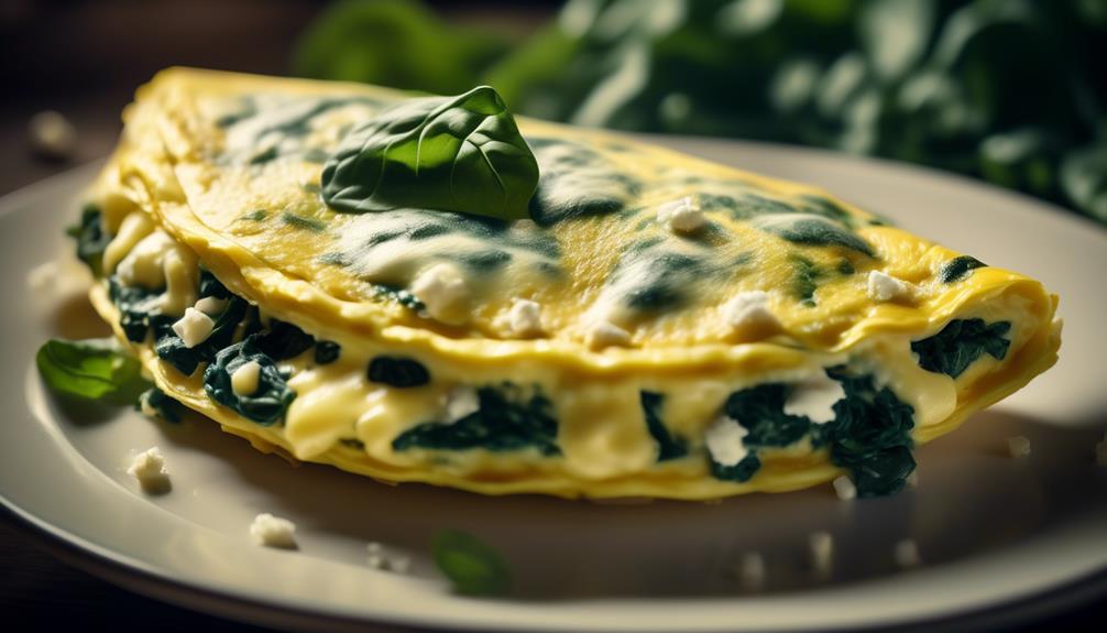 egg based dish with spinach and feta filling