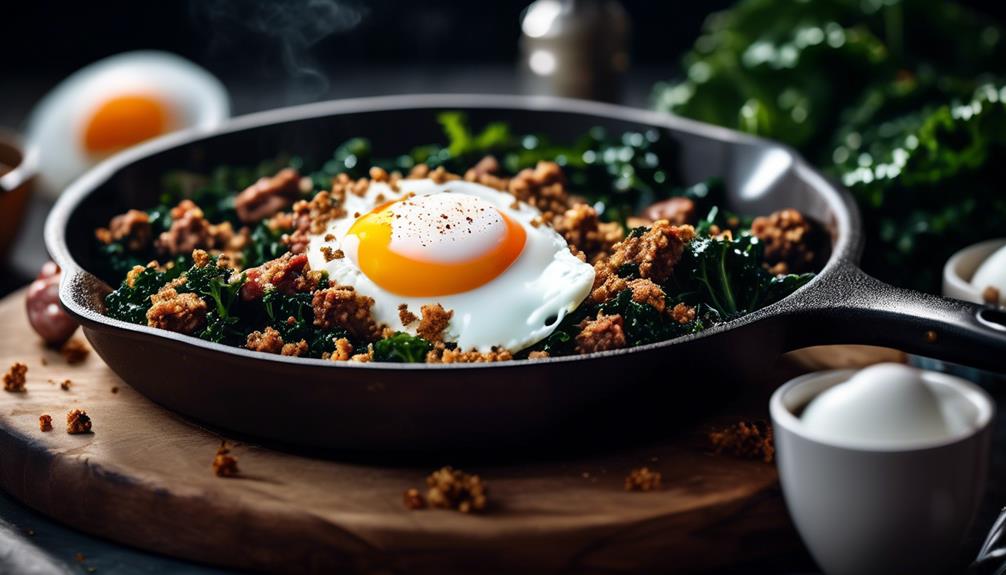 egg kale sausage crumb