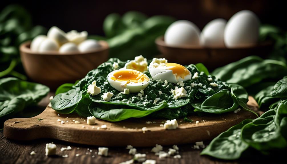 eggs filled with spinach and feta