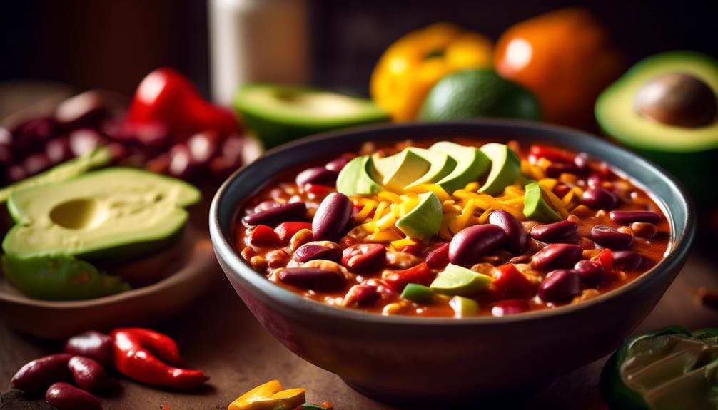 flavorful chili with avocado