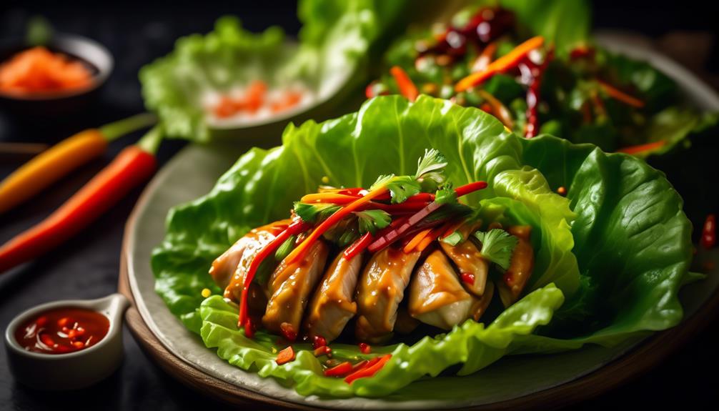 flavorful lettuce wraps with spicy asian chicken filling