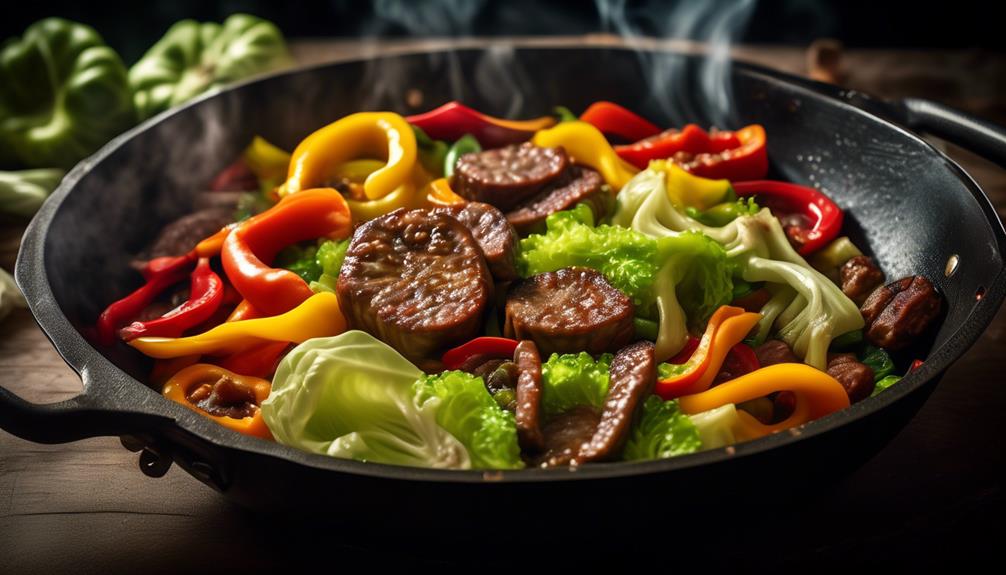 flavorful stir fried sausage and cabbage