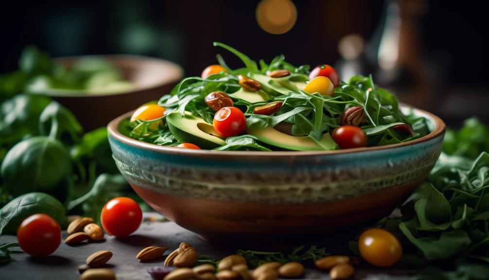 fresh greens with creamy avocado