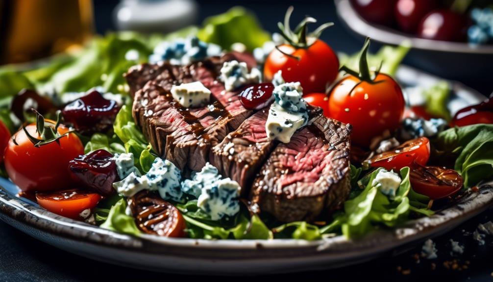 gourmet salad with steak