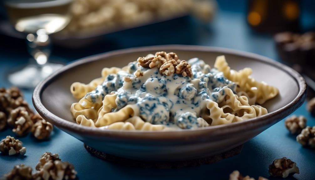 gourmet sauce with blue cheese and walnuts