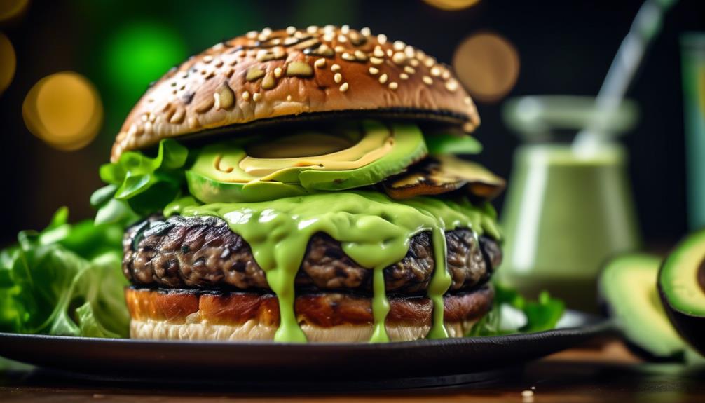 gourmet vegetarian burgers with creamy avocado spread