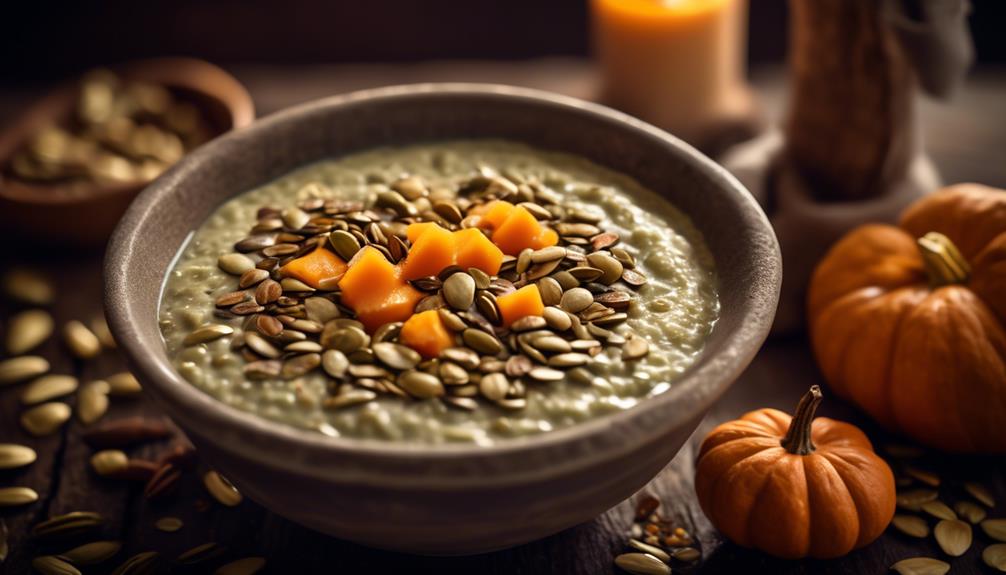 healthy breakfast with pumpkin seeds