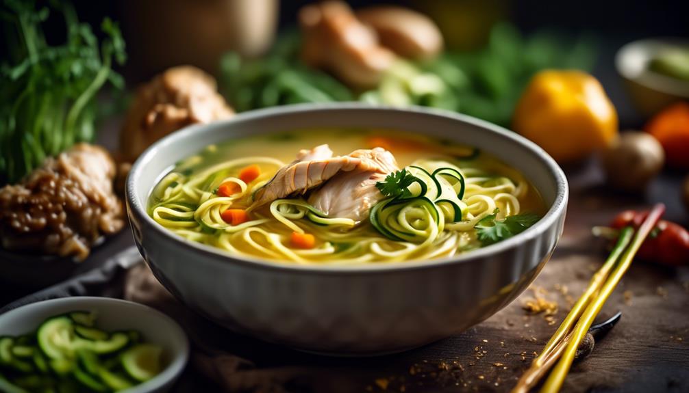 healthy soup with zucchini noodles