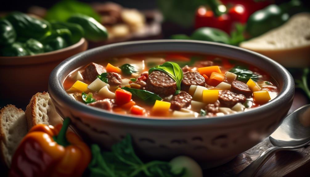 hearty soup with italian sausage and vegetables