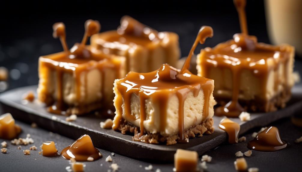 indulgent bite sized caramel cheesecake