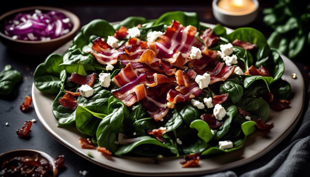 leafy greens with crispy bacon