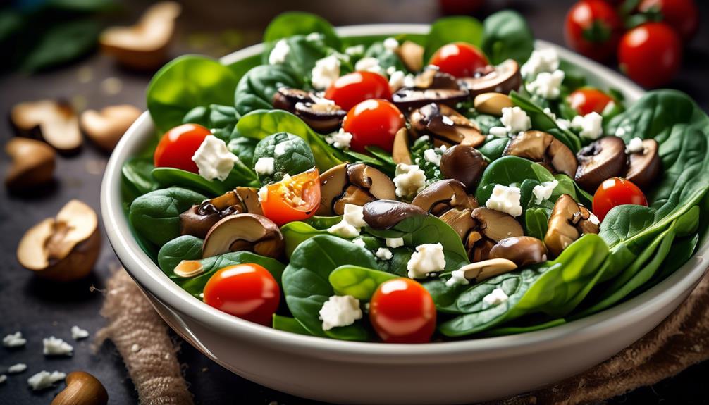 leafy greens with earthy mushrooms