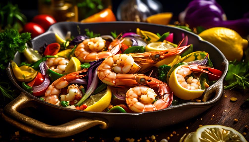 lemony shrimp cooked with garlic in a skillet