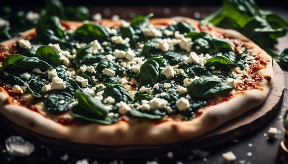 low carb pizza with spinach and feta