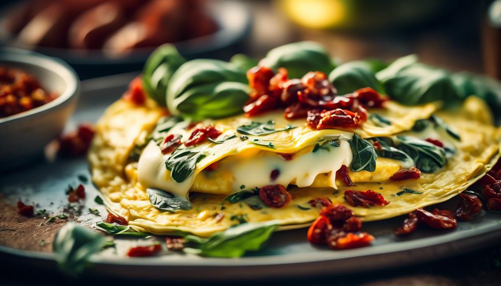 mozzarella filled omelette with mediterranean flair