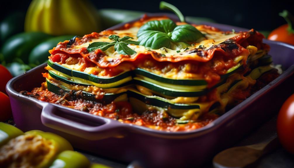 plant based lasagna with vegetables