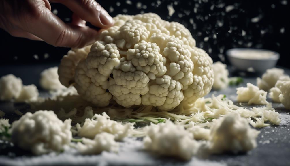 preparing grated cauliflower for cooking