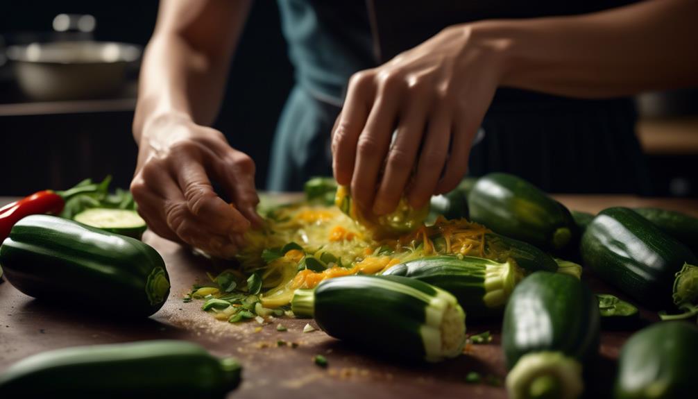 preparing zucchini for filling