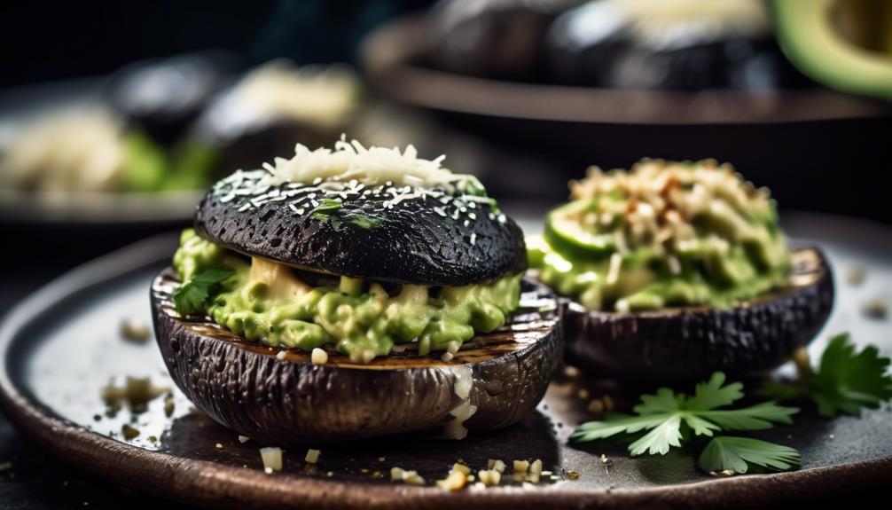 savory avocado filled mushroom caps