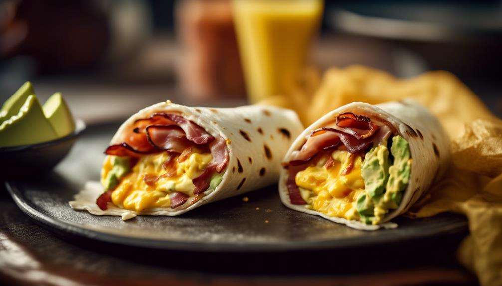 savory breakfast wraps with bacon and eggs