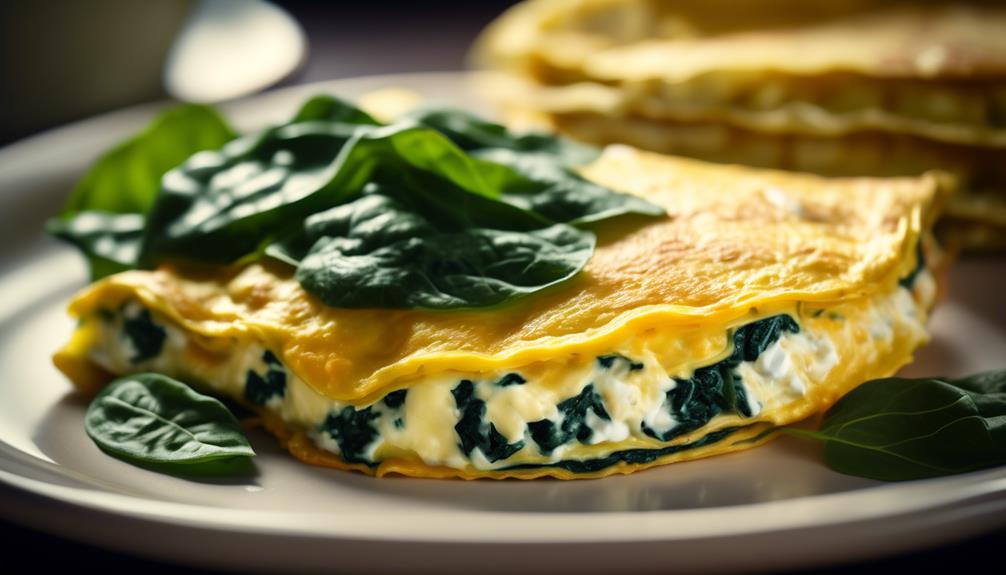 savory omelette with spinach