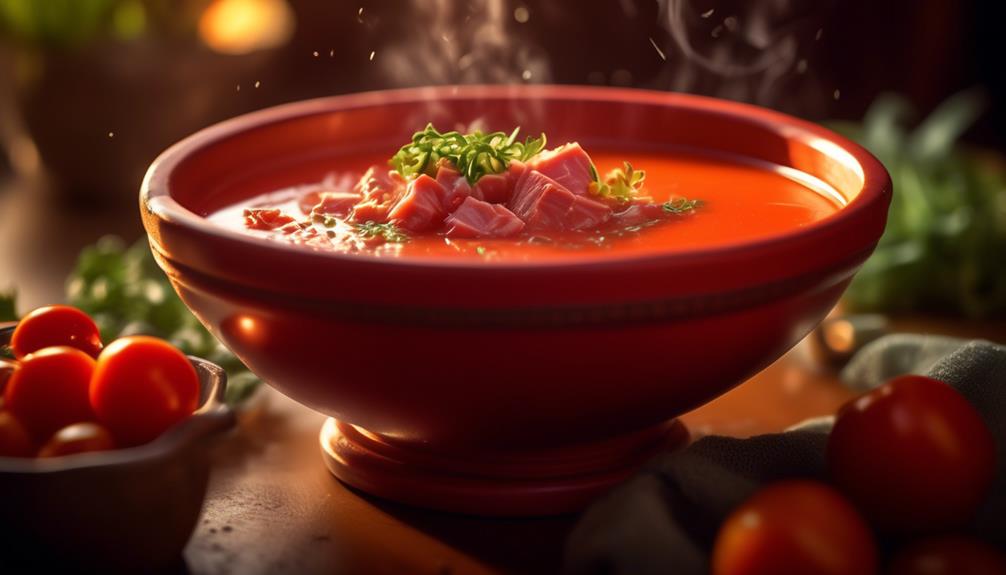 savory soup with tomato and tuna