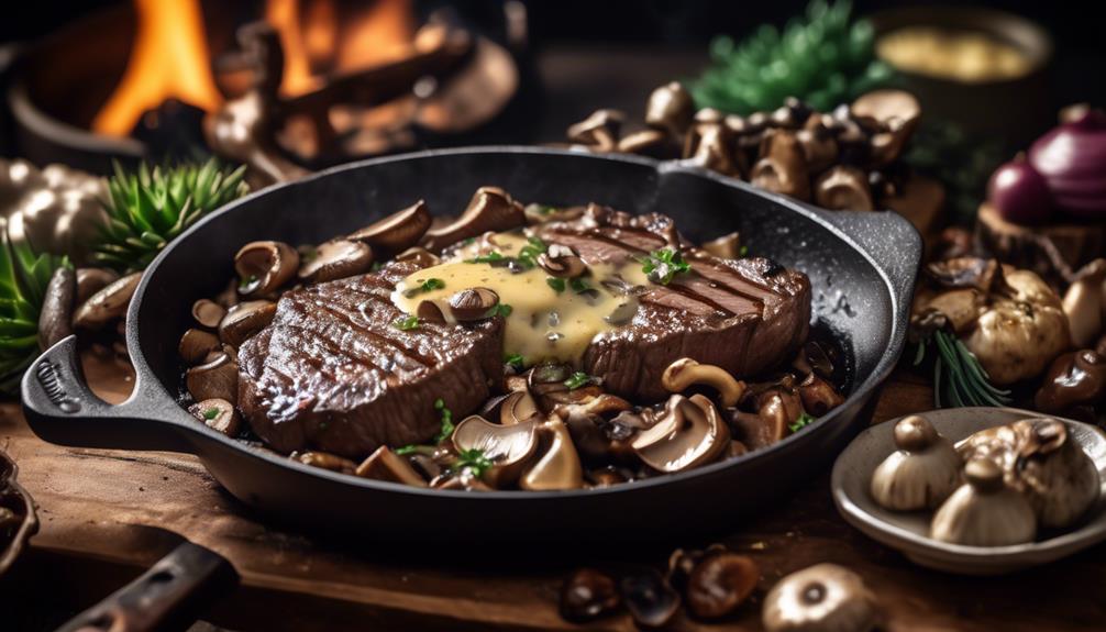 savory steak with mushrooms