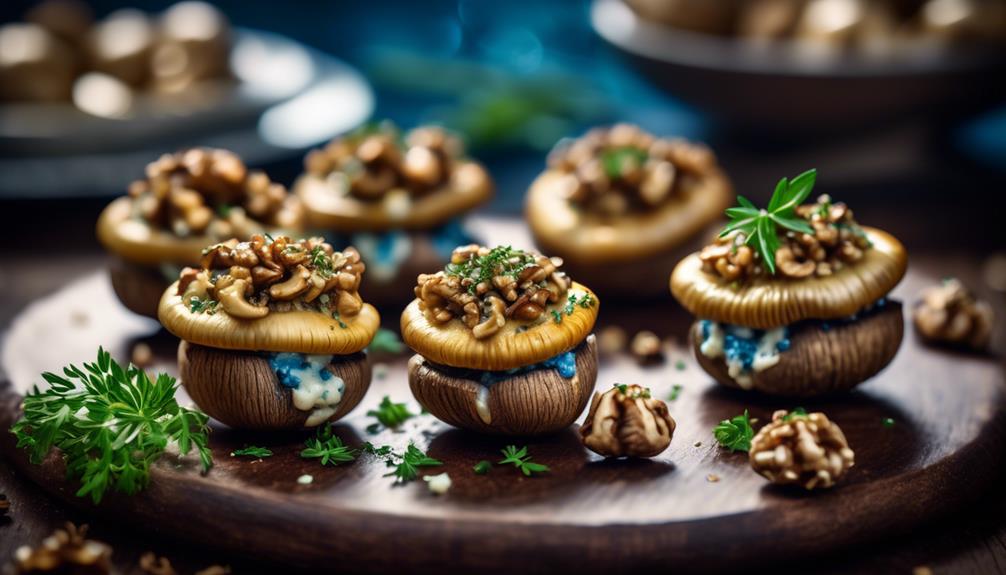 savory stuffed mushrooms with walnut and blue cheese